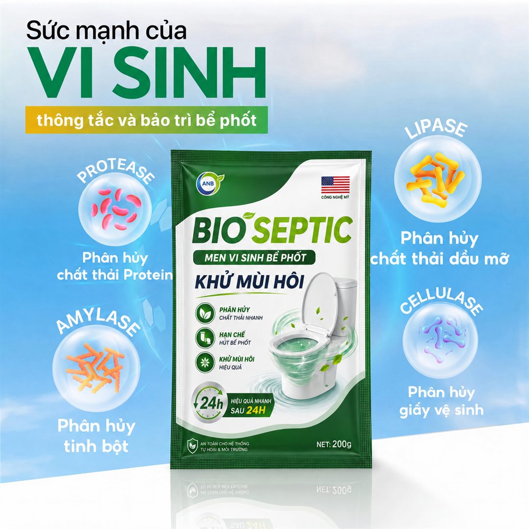 Cơ chế vi sinh hỗ trợ phân hủy protein, tinh bột, dầu mỡ và giấy vệ sinh